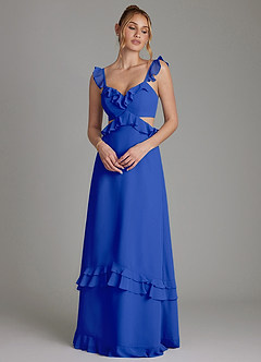 Azazie Malaya Bridesmaid Dresses Royal Blue A-Line Corset Chiffon Dress image1