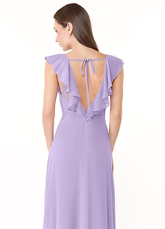 Azazie Yoko Bridesmaid Dresses Lilac A-Line Ruched Chiffon Dress image6