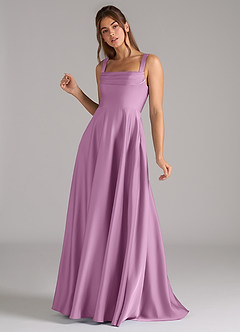 Azazie Shaude Bridesmaid Dresses Wisteria A-Line Pleated Stretch Satin Dress image5