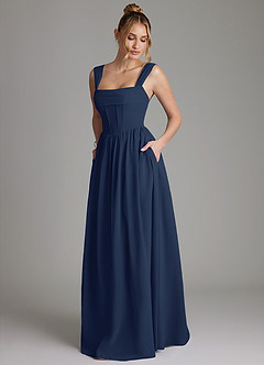 Azazie Caterina Bridesmaid Dresses Dark Navy A-Line Corset Chiffon Dress image5