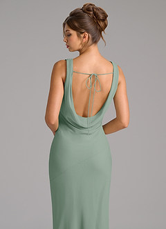 Azazie Rylina Bridesmaid Dresses Silver Sage Mermaid Pleated Chiffon Dress image2