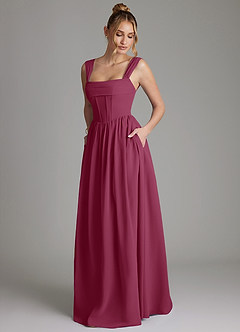 Azazie Caterina Bridesmaid Dresses Mulberry A-Line Corset Chiffon Dress image5