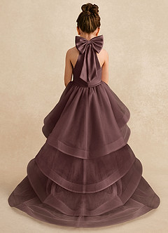 Azazie Bev Flower Girl Dresses Espresso A-Line Convertible Tulle Dress image1