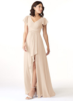 Azazie Omari Brautjungfernkleider A-Linie Chiffon Kleid Alabaster Weiß image4