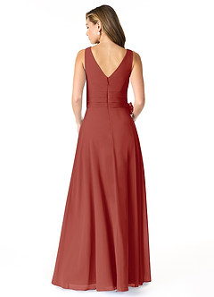 Azazie Bianca Final Sale Rust A-Line Pleated Chiffon Dress image2