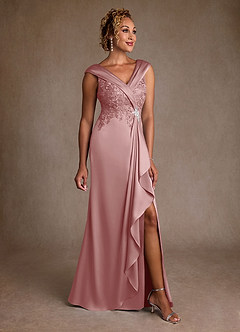 Azazie Santa Monica Mother of the Bride Dresses Dusty Rose A-Line Lace Dress image1