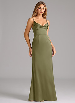 Azazie Aimee Brautjungfernkleider A-Linie Herzausschnitt Stretch-Satin Kleid Pistazie image3