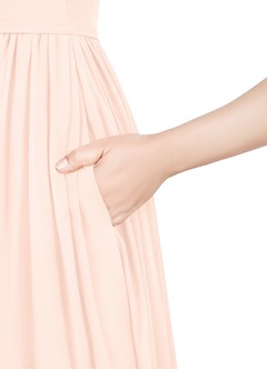 Azazie Cora Bridesmaid Dresses Pearl Pink A-Line Pleated Chiffon Dress image61