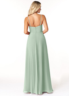 Azazie Moira Brautjungfernkleider A-Linie Schaufel Chiffon Kleid Agave image2