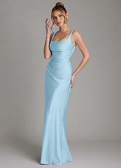 Azazie Agustina Bridesmaid Dresses Sky Blue Mermaid Corset Stretch Satin Dress image5
