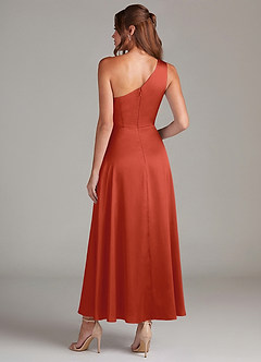 Azazie Brooke Suknie dla druhen Linia A Jedno ramię Satyna elastyczna Długość kostki Sukienka image7