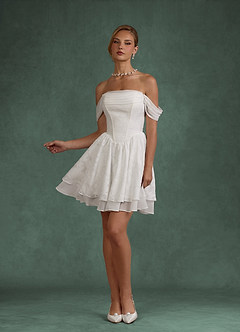 Azazie Rosemary Abiti da Sposa Abito A-Line in Floral Burnout Spalle Scoperte Bianco Diamante image2