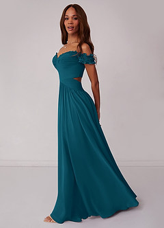 Barbie ♥ Azazie Bridesmaid Dresses Ink Blue A-Line Off the Shoulder Chiffon Convertible Dress image3