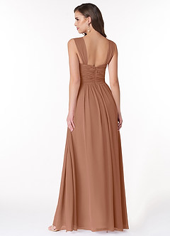 Azazie Zapheira Bridesmaid Dresses Bronzer A-Line Ruched Chiffon Dress image2