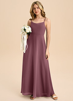 Azazie Shale Junior Sangria A-Line Bow Chiffon Dress image5