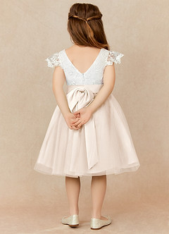 Azazie Vetty vestidos de niña de las flores Vestido de Marfil Blanco Alabastro de Tul de Corte En A con Encaje image2