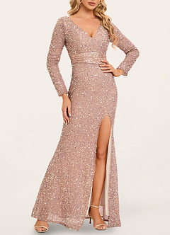 Love Lasts Forever Champagne Sequin Long Sleeve Maxi Dress image3