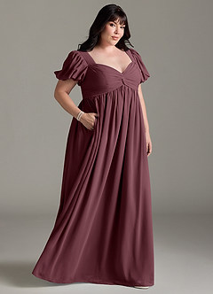 Azazie Madisynn Brautjungfernkleider für Schwangere Schleifen Chiffon Bodenlänge Kleid image7