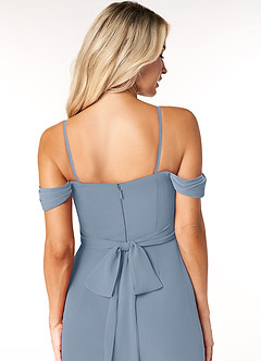 Azazie Joretta Final Sale Dusty Blue A-Line Off the Shoulder Chiffon Convertible Dress image3