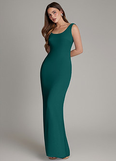 Azazie Hadley Brautjungfernkleider Meerjungfrau-Linie Plissee Chiffon Kleid Pfau image3