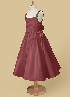 Azazie Cutie Pie Flower Girl Dresses Amethyst A-Line Pleated Matte Satin Dress image6