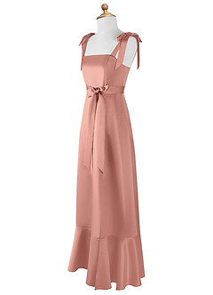 Azazie Barbara Junior Rosette A-Line Bow Matte Satin Dress image8