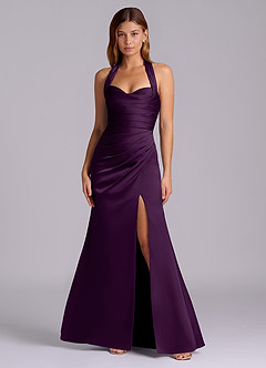 Azazie Destiny Bridesmaid Dresses Grape Mermaid Sweetheart Neckline Stretch Satin Dress image4