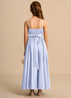 Azazie Pebbles Junior Formal Flower Girl Dresses Lavender A-Line Pleated Matte Satin Dress image2