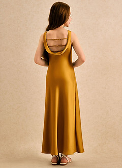 Azazie Raspberry Girls Formal vestidos de niña de las flores Vestido de Caramelo de Satén Elástico de Corte en A con Plisado image2