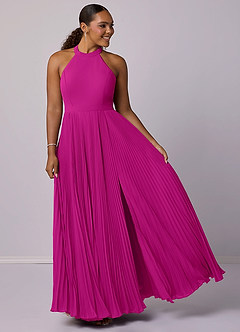 Barbie ♥ Azazie Bridesmaid Dresses Fuchsia A-Line Pleated Chiffon Dress image9