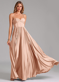 Azazie Akiko Bridesmaid Dresses Rose Gold A-Line Sweetheart Neckline Stretch Satin Dress image5