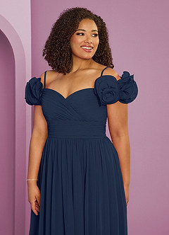 Barbie ♥ Azazie Bridesmaid Dresses Dark Navy A-Line Off the Shoulder Chiffon Convertible Dress image18
