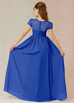 Azazie Delevingne Junior Royal Blue A-Line Lace Chiffon Dress image2