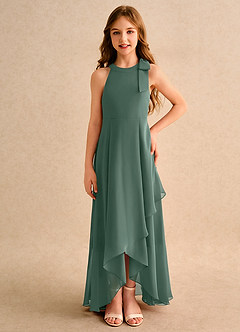 Azazie Boop Girls Formal Abiti da Ragazza di Fiori Abito A-Line in Chiffon Fiocco Muschio Marino image3