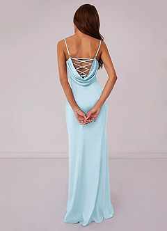 Barbie ♥ Azazie Bridesmaid Dresses Sky Blue Mermaid Corset Stretch Satin Dress image2