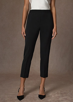 front Charlotte Negro Pantalones de vestir de tejido refinado