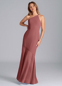 Azazie Tilla Brudtärnklänningar Klänning av Sjöjungfru i Chiffong En axel Ametist image6