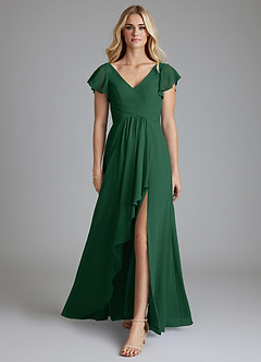 Azazie Omari Bridesmaid Dresses Dark Green A-Line Chiffon Dress image3