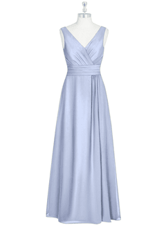 Azazie Karina Bridesmaid Dresses Ice A-Line Pleated Chiffon Dress image8