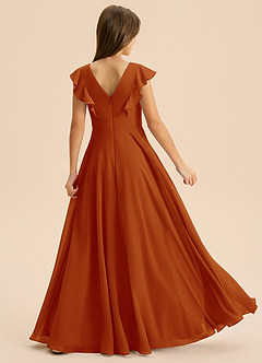 Azazie Anysa Junior Robe Trapèze en Mousseline de soie Rayé Paprika image2