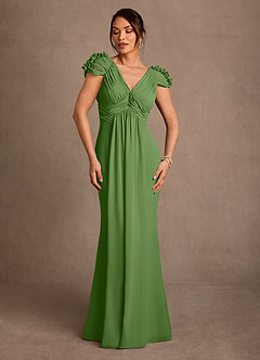 Azazie Louella Mother of the Bride Dresses Basil A-Line Pleated Chiffon Dress image1