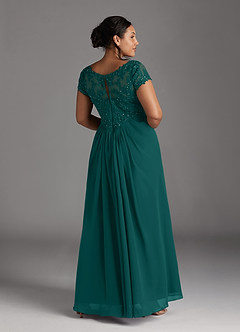 Azazie Jetta Abiti per la Madre della Sposa Abito A-Line in Chiffon Lustrini Verde Pavone image7