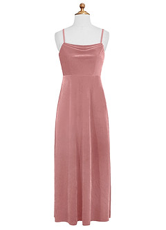 Azazie Solange Junior Robe Trapèze en velours Rose Poussiéreuse image7
