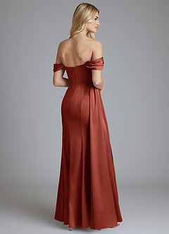 Azazie Amyra Bridesmaid Dresses Terracotta Mermaid Off the Shoulder Stretch Satin Convertible Dress image2