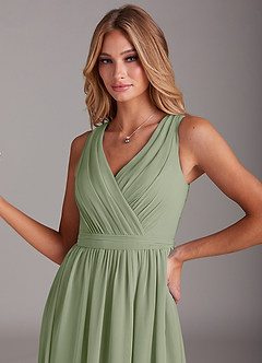 Azazie Kingsley Bridesmaid Dresses Pistachio A-Line Lace Chiffon Dress image6