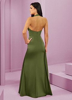 Barbie ♥ Azazie Robes de demoiselle d'honneur Robe Sirène en Satin extensible Plissée Olive image14