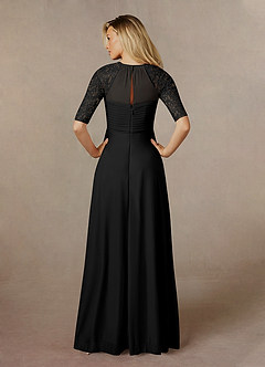 Azazie Raelyn Mother of the Bride Dresses Black A-Line Lace Mesh Dress image7