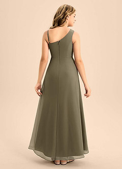 Azazie Brooke Junior Willow Green A-Line Side Slit Chiffon Dress image2