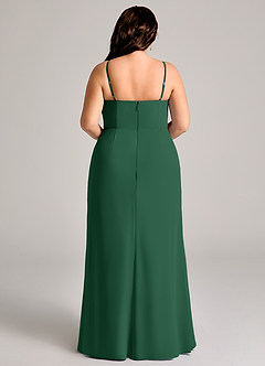 Azazie Maci Bridesmaid Dresses Dark Green Sheath Pleated Chiffon Dress image9