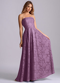 Azazie Lucienne Bridesmaid Dresses Wisteria A-Line Strapless Floral Burnout Dress image4
